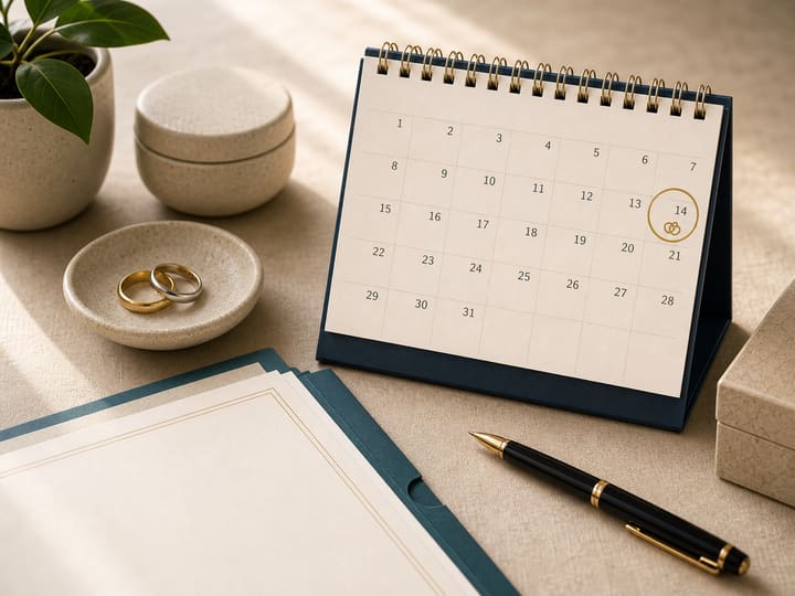 Circled wedding date on a desk calendar for a no-prenup explainer